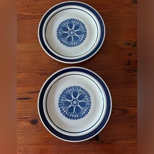 Set Of 2 VTG STONEWARE MSI BLUE MONTERREY Dinner Plates 10.5”